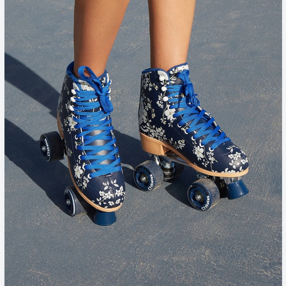 Navy Floral Roller Skates for Women